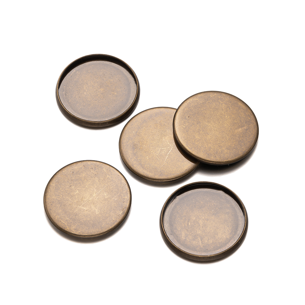 Bezels Set Pendant - 20 Stuks Antiek Bronzen Platte Ronde