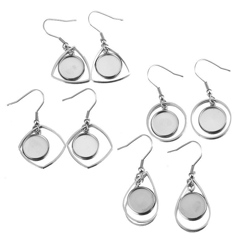 Bezels Set Pendant - 10st roestvrijstalen lade bezel cabochon oorbel